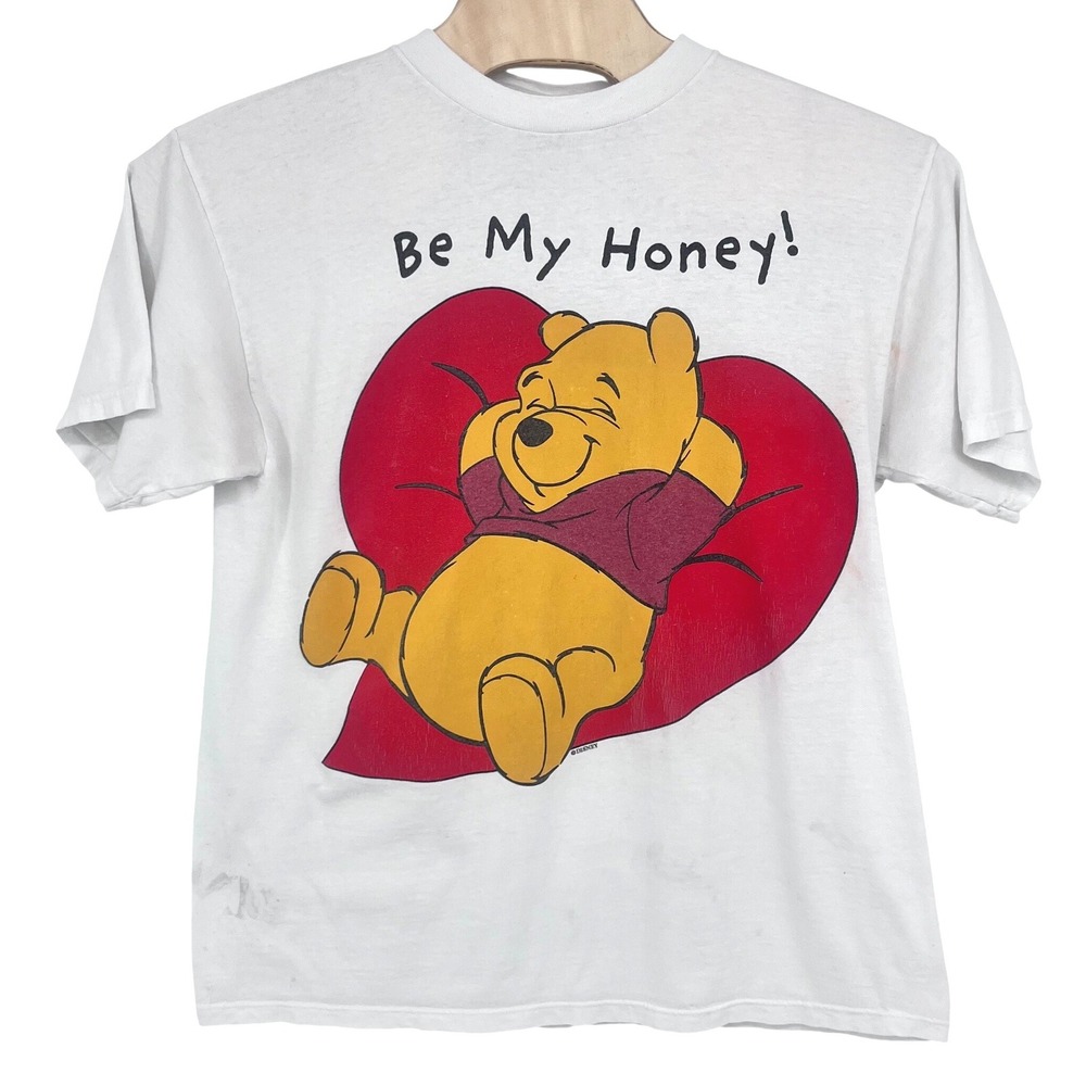 Vintage 90s Winnie the Pooh Be My‎ Honey Heart Graphic T-Shirt White XL Tultex